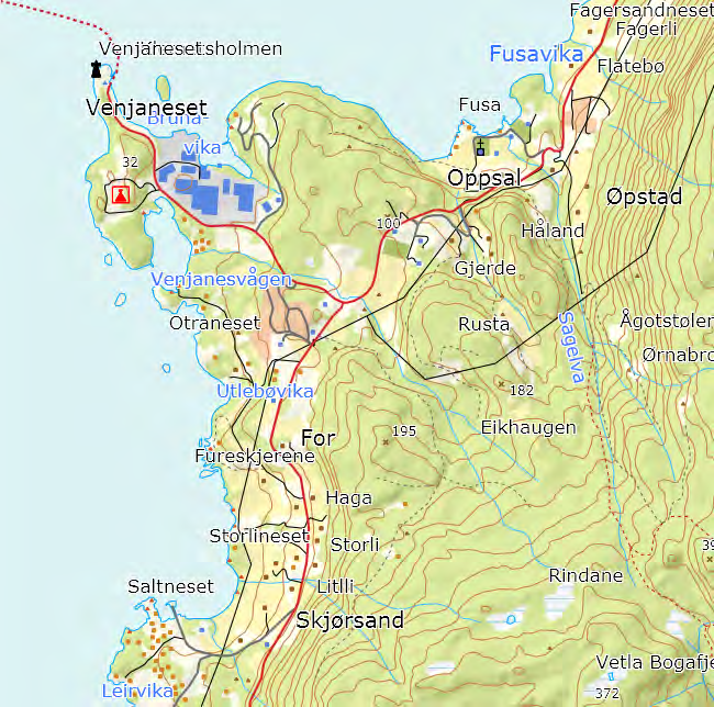 5. SKILDRING AV PLANOMRÅDET DAGENS SITUASJON 5.1 Lokalisering Planområdet ligg langs Fv 552, like nord for krysset mellom Fv 122 og Fv 552.