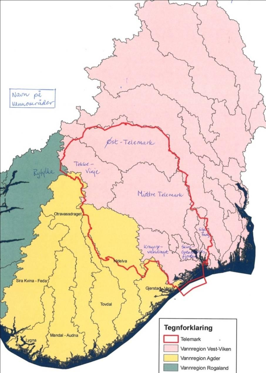 Inndeling etter nedbørfelt Telemark er med