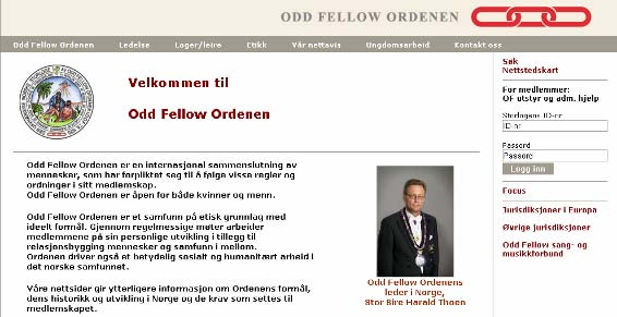 Tilgang til Odd Fellow Ordenens nettsider for medlemmer av Ordenen Er du klar over at Odd Fellow orden har sin egen nettside, og at du som medlem i tillegg kan logge deg inn for å finne informasjon