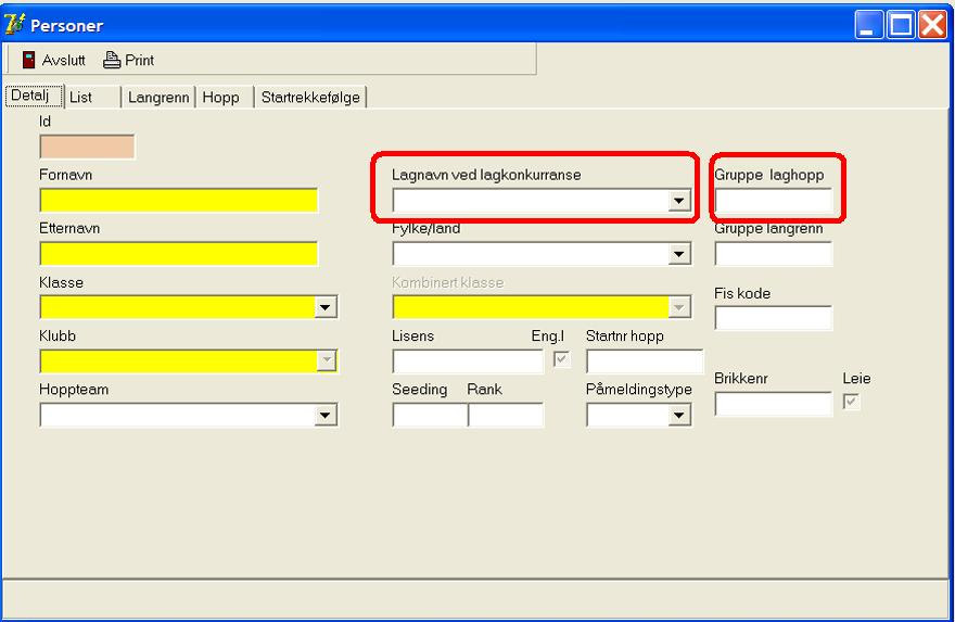 8.2.2 Personer Deltakere registreres som under et vanlig hopprenn (se punkt 5.0). Forskjellen er at hver enkelt deltaker må kobles til riktig lag og at deltakerne må plasseres i riktig hoppgruppe. 8.