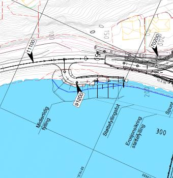 5.2.3 Stabilitet inkludert friksjonsplate For å ta opp horisontalkrefter fra den planlagte broen skal det etableres en friksjonsplate på ca. 30 x 20 meter.