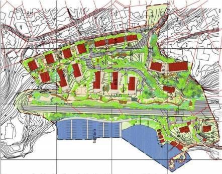 2005 Fordel : Høy arealutnyttelse sett ut fra et overordnet miljøperspektiv. Delvis miljølokk. Ulempe: For massive volum i nærområdet til Troldhaugen, bl.a på Huldrehaugen. Båthavn. 2.