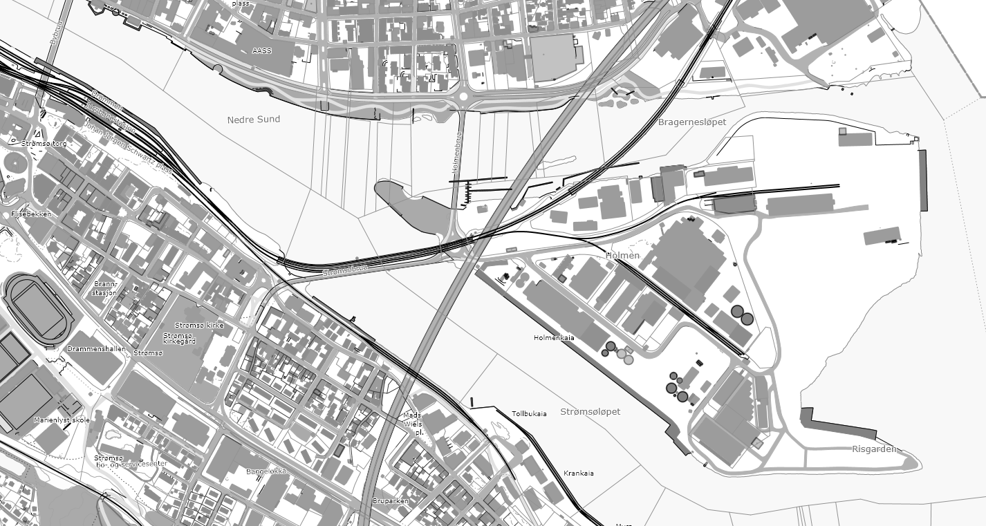Oversiktskart over Holmen og sentrum med planområdet. Avgrensning av planområdet. 3.