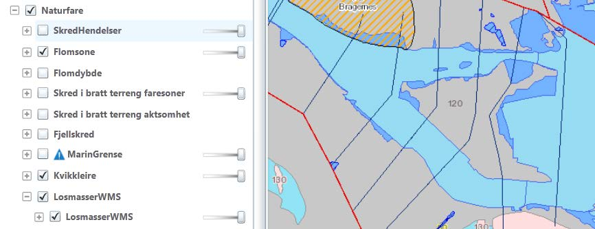 Løsmassekart/kvikkleire: Det er løsmasser under marin grense i planområdet, men det er ikke registrert skredhendelser innenfor planområdet.