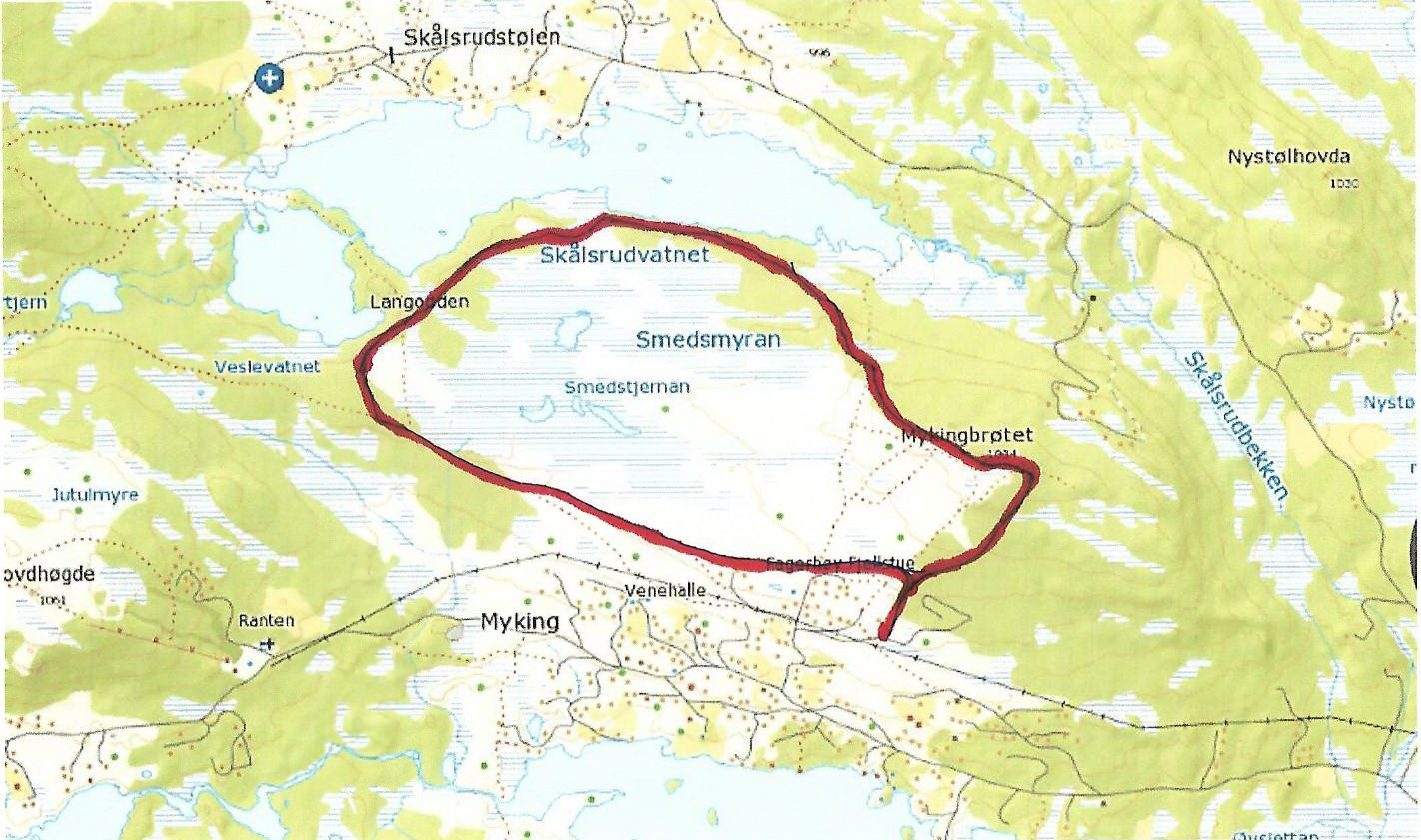 som gress, urter og lyng beholdes i denne delen av løypen. Fyllinger og skjæringer vil aldri overstige 1 meter. Figur 1: Normalprofil hentet fra søknad om dispensasjon. Myking har i dag ca.