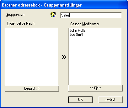 6. Brother PC-FAX-program (Ikke tilgjengelig for DCP-modeller) Sette opp en gruppe for gruppesending 6 Du kan opprette en gruppe slik at du kan sende samme PC-FAX til flere mottakere samtidig.