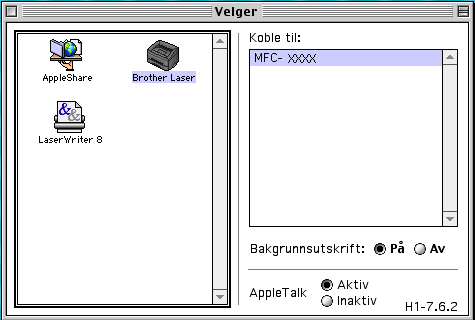 7. Skrive ut og fakse Bruke Brother laserdriver for Macintosh (Mac OS 9.1 til 9.