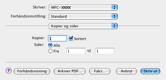 7. Skrive ut og fakse Sende en telefaks (Ikke tilgjengelig for DCP-modeller)