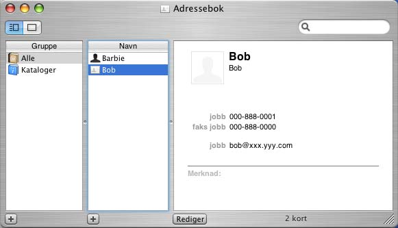 7. Skrive ut og fakse Arbeide med vcards 7 Du kan adressere et faksnummer med et Vcard (et elektronisk visittkort) fra Mac OS X Adressebokprogrammet. a Klikk på Adressebok.