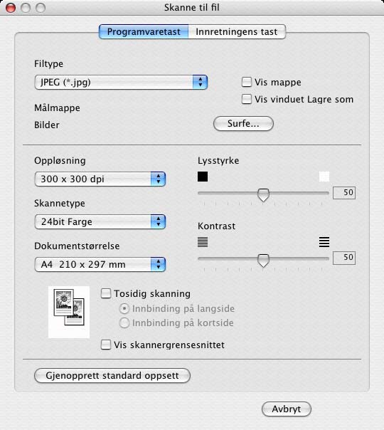 9. ControlCenter2 (For Mac OS 10.2.4. eller høyere) Fil 9 Skanne til fil-knappen lar deg skanne et bilde til en mappe på harddisken i ethvert filformat.