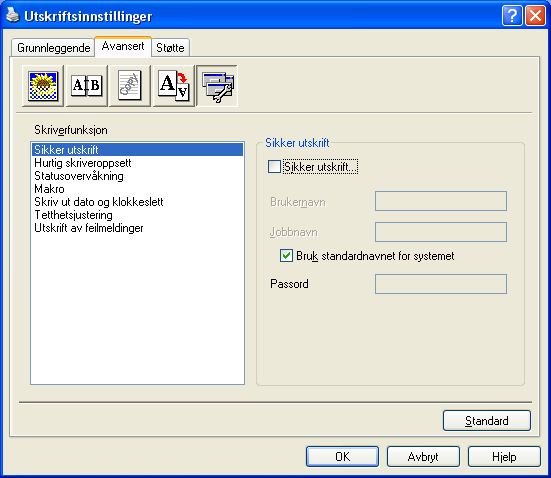 1. Utskrift Sikker utskrift 1 Sikrede dokumenter er dokumenter som er passordbeskyttet når de blir sendt til maskinen. Kun de som kjenner passordet vil kunne skrive dem ut.