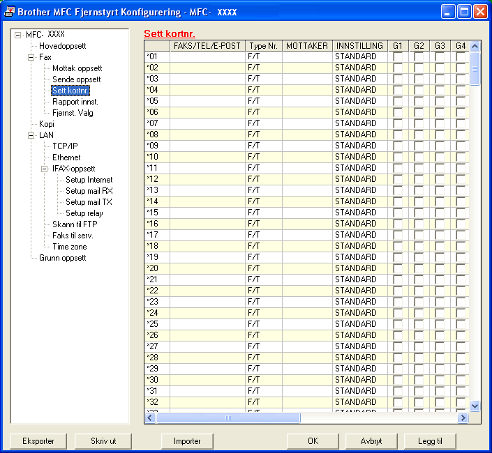 3. ControlCenter2 Hurtigoppringing (Ikke tilgjengelig for DCP-modeller) 3 Knappen for Hurtig oppringing gir deg muligheten til å åpne vinduet for Sett kortnr.