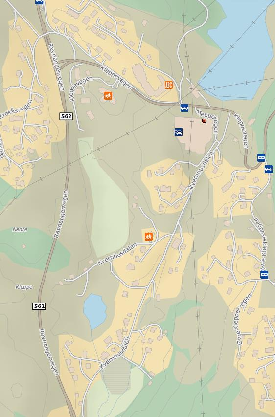 Kleppegrend Krokåsvegen Kleppevegen Kvernhusdalen Øvre Kleppe-vegen Figur - Boligområder som påvirkes av trafikkøkning og ny vei;