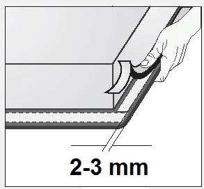 Hvis kjøkkeninnredningen er en horisontal delevegg, bør den installeres ikke mindre enn 60 mm fra den nederste flaten av koketoppen.