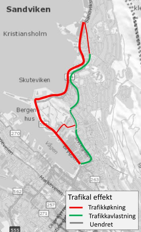 Fremkommelighet og tilgjengelighet Trafikkforutsetninger Vedlagte kart 4 illustrerer fremtidig tilgjengelighet til områdene i fjellsiden ved en envegsregulering av trafikksystemet.