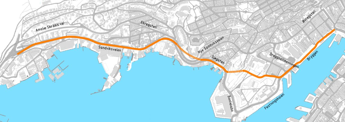 Fremkommelighet og tilgjengelighet for kollektivtrafikk Fremkommelighet og tilgjengelighet for øvrig trafikk Trafikksikkerhet og trygghetsfølelse Parkering og varelevering - Ensidig fortau forbi