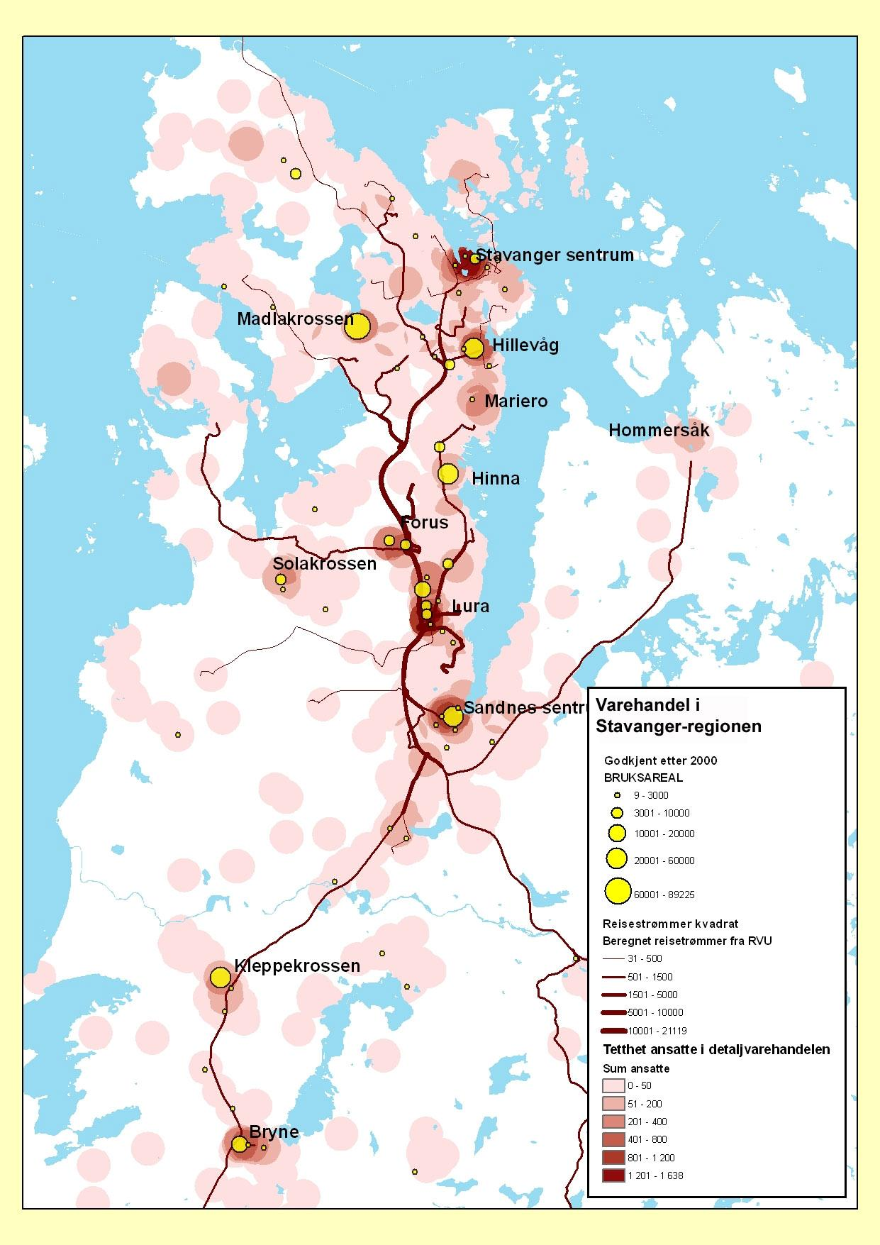 24 Figur 5;; Gdkjente nye bygg til varehandel g tetthet fr ansatte i detaljvarehandelen i 2006. SSB, Asplan Viak AS, 2007 7.