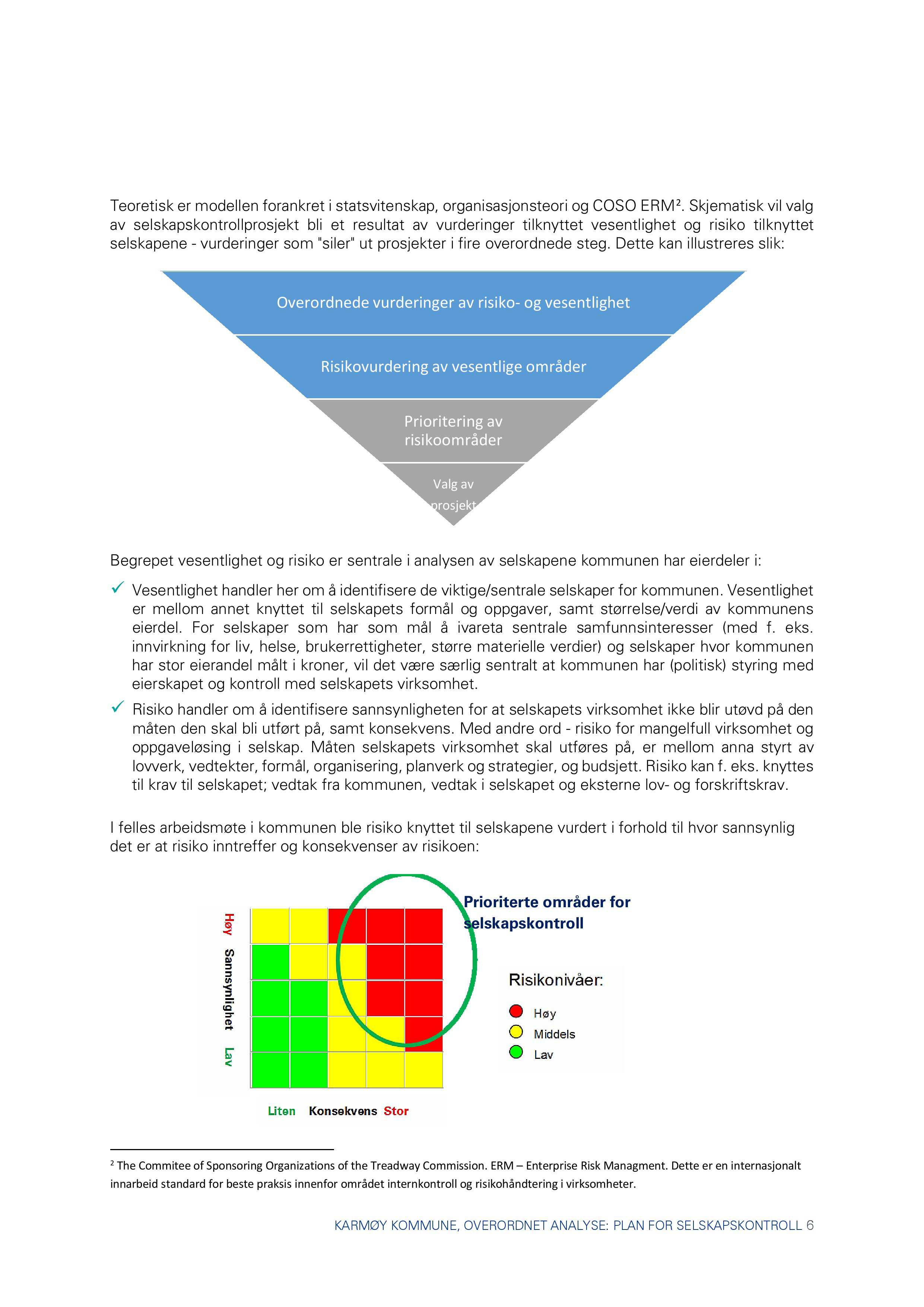 Teoretisk er modellen forankret i statsvit enskap, organisasjonsteori og COSO ERM 2.