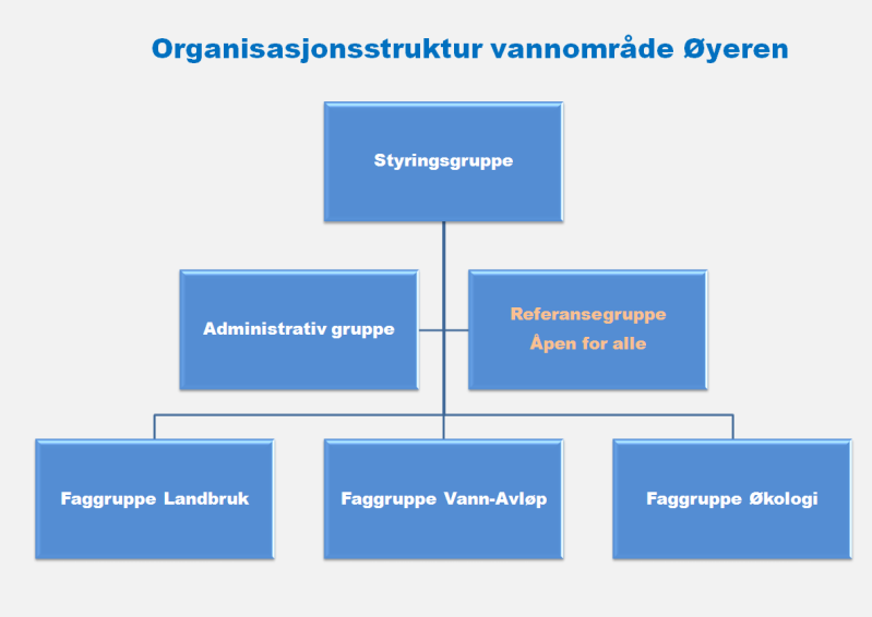 6. Organisasjonen 6.1Vannområdets organisering Vannområdet ble formelt konstituert 4.januar 2012. Det ble besluttet å organisere vannområdearbeidet basert på 6 ulike grupper (figur 2).