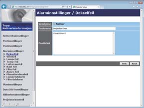 2.1 Webkontroll projektor (fortsatt) 2.1.6 Alarminnstillinger Viser og konfigurerer innstillinger for feil og advarsler.