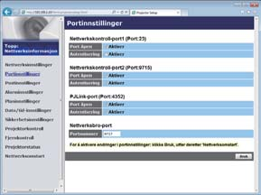 4.3 Kommandokontroll via nettverket Du kan konfigurere og kontrollere projektoren via nettverket ved bruk av RS-232C kommandoer.