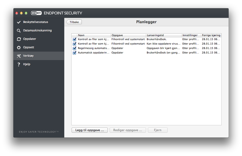 11.1.1 Vedlikehold av logg 11.1.2 Loggfiltrering Loggkonfigurasjonen for ESET Endpoint Security er tilgjengelig fra hovedvinduet. Klikk Oppsett > Angi programinnstillinger... > Verktøy > Loggfiler.