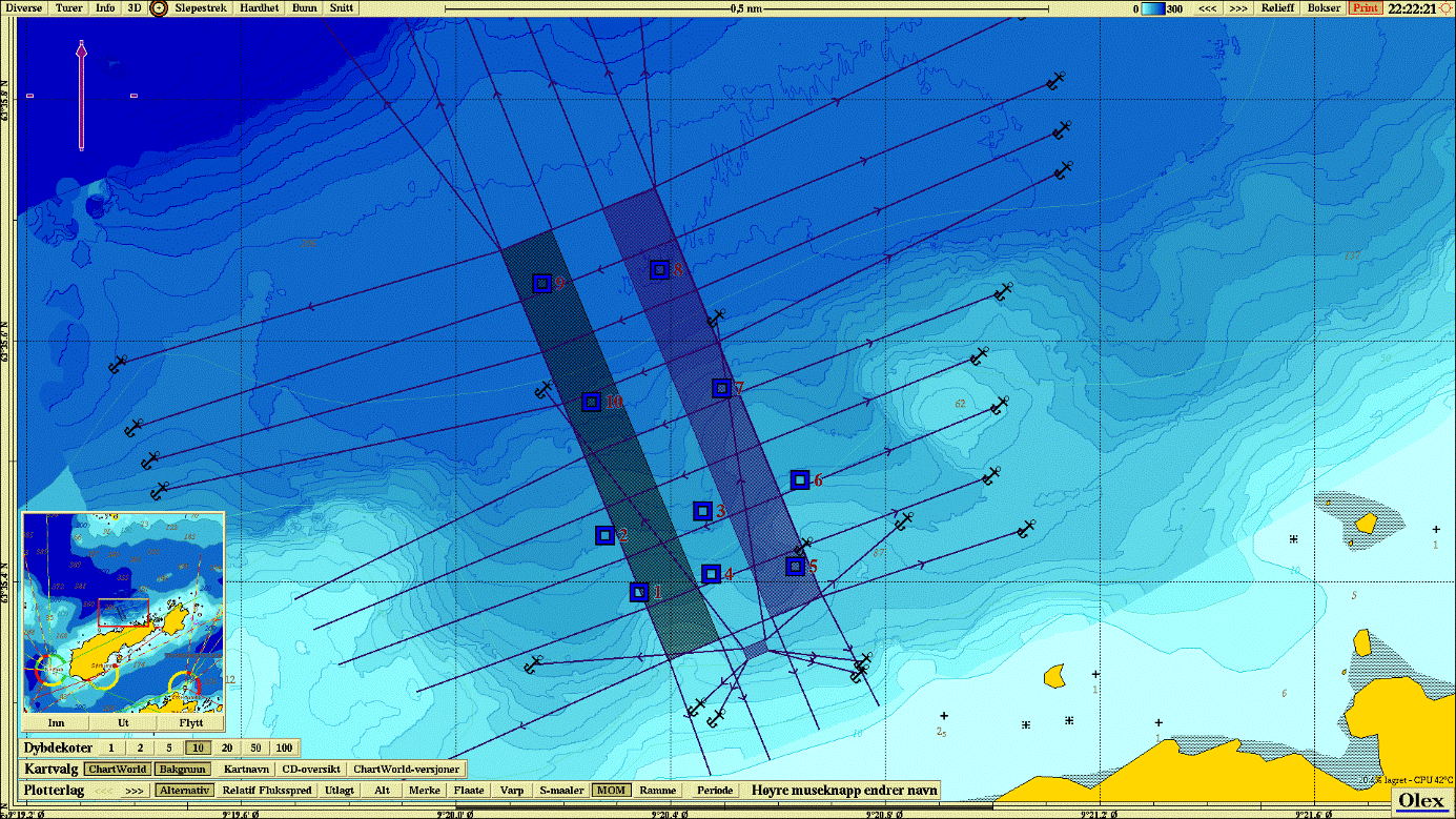 Figur 6. Topografisk kart (nordlig orientering) med avmerking av anlegget og prøvestasjoner.