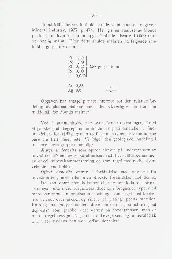 56 L!t acibkilliz nsiere innnold 3kulcle vi fa elter en opzave i Mineral Inc!uBtrv, 1927, p. 474.