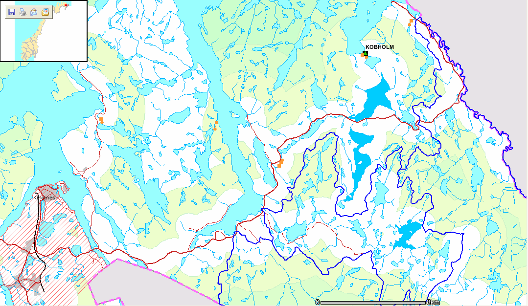 Lokal energiutredning Sør-Varanger kommune 2007 19 Kilde: NVE, energiressurser, vannkraft Ved Kobbholm har det tidligere vært drevet ett vannkraftverk.