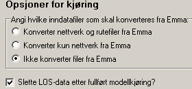 Opsjoner for kjøring Som nevnt over, er den nasjonale persontransportmodellen opprinnelig utviklet i transportmodellprogramvaren Emme/2.