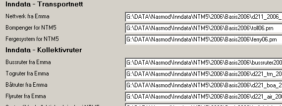 Inndata for transportnett og kollektivruter Dersom brukeren har behov for å konvertere transportnettverk og/eller kollektivruter fra Emme/2 til Cube Voyager angis filene som skal konverteres