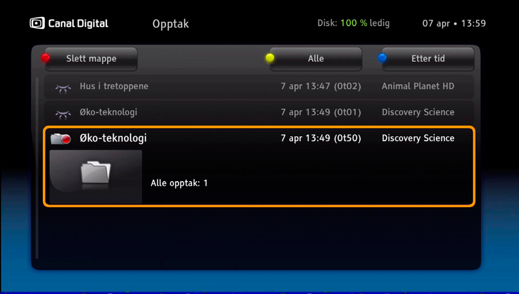 Dette alternativet vises bare hvis programmet sendes med informasjon som angir at det er en del av en serie.