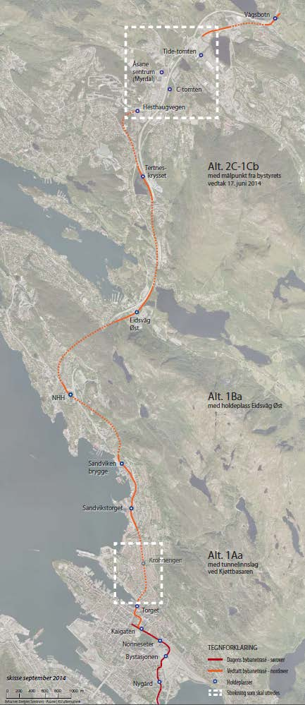 1. Bakgrunn Innledning Planprogram for Bybanen fra Bergen sentrum til Åsane ble vedtatt i Byrådet 28.06.2012. Konsekvensutredning med tilleggsutredninger har vært på høring vår og høst 2013.