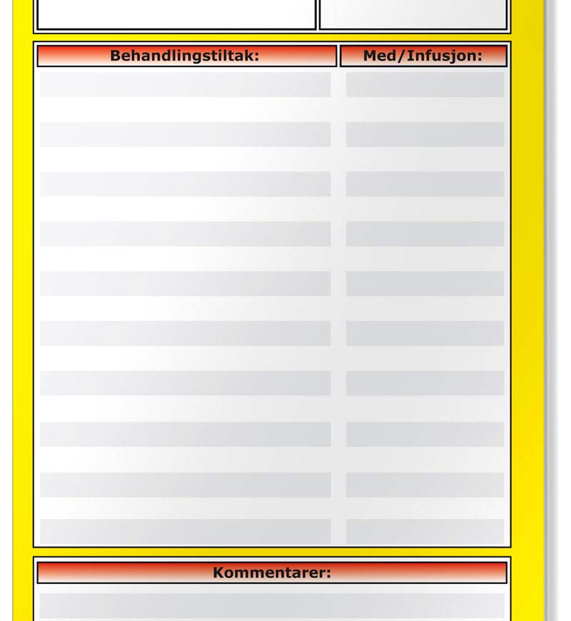 Felt for medisinsk behandling: 1 Inntubert 2 1 000 ml RA Stort fritekstfelt for