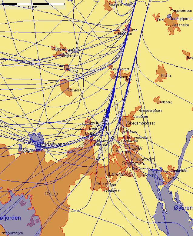 Landinger fra sør med andre flytyper, eksempeldag med nordlig trafikkretning hele dagen Figur 3. Torsdag 3.