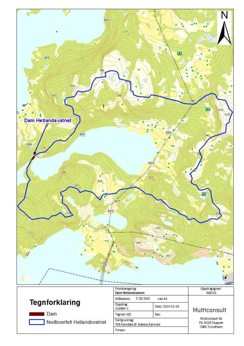 Dam Hetlandsvatnet Flomberegningsrapport multiconsult.