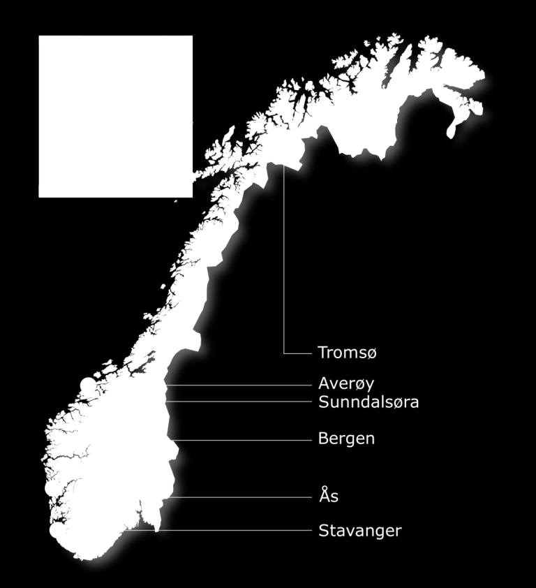 Her finner du oss Tromsø: Hovedkontor, laboratorier, forsøkshall, ferskvanns- og sjøvannstasjon, databaser Averøy: Sjøvannsstasjon Sunndalsøra: Laboratorier, ferskvanns- og sjøvannstasjon,