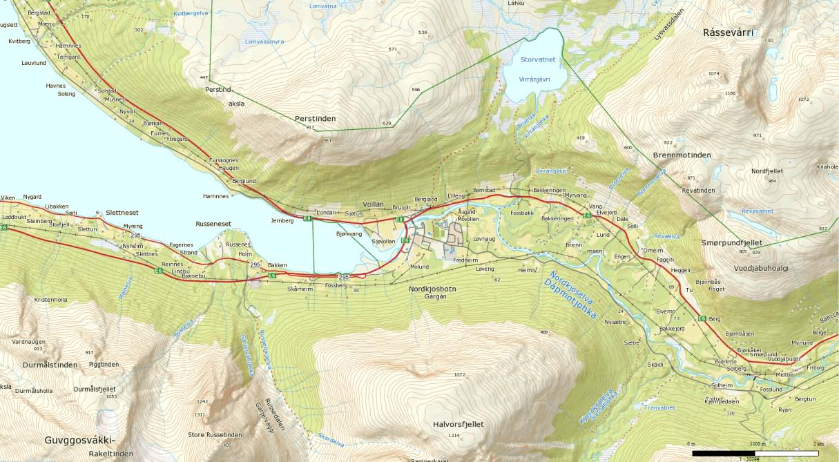 Side: 5 1 Innledning På oppdrag fra Balsfjord kommune ved Fagleder Kåre Nygård har NGI vurdert skredfaren for to områder i nord og sør for E6/E8 ved Nordkjosbotn i Balsfjord kommune.