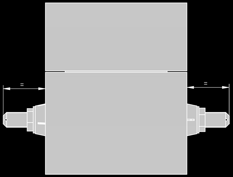 3/ Insert the pin with the inner conical sleeves still mounted. Line it up with an equal distance on both sides to the outside of the support. The pin needs to be centered.