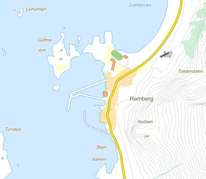 VARSEL OM UTARBEIDELSE AV FORSLAG TIL ENDRING AV REGULERINGSPLAN FOR RAMBERG HAVN FLAKSTAD KOMMUNE Områdets beliggenhet Med henvisning til plan- og bygningslovens 27-1, pkt.