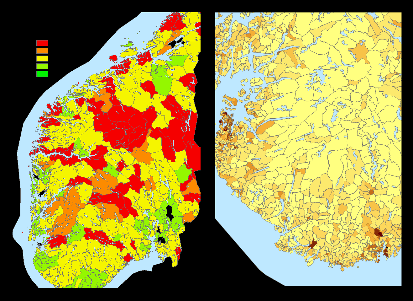 Metode for utredning av potensielle jernbanemarkeder I figuren under illustrerer vi befolkning og befolkningsvekst fra GIS-filen: Figur 2.