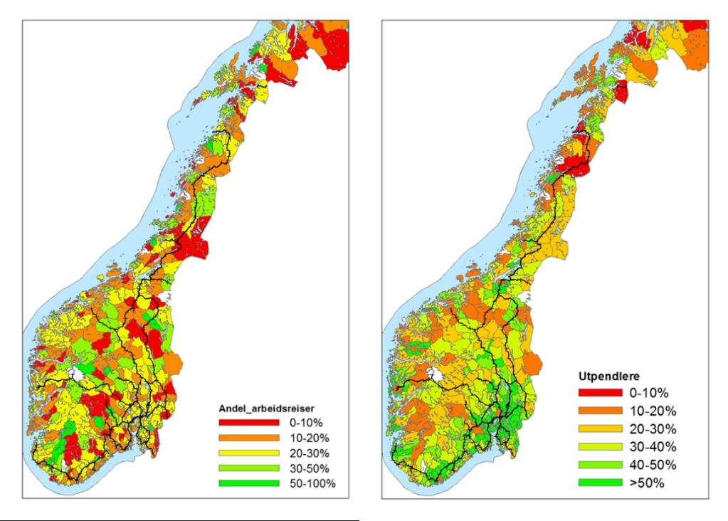 Arbeidsmarked og pendling Arbeidsplasser og pendlingsstrømmer påvirker også potensialet for jernbane.