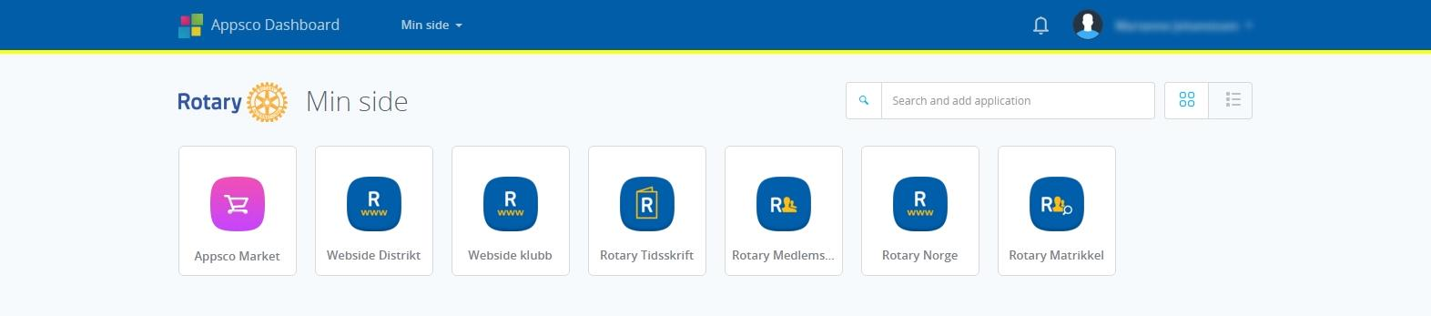 HVORDAN LOGGE PÅ ROTARY MEDLEMSNETT? Gå til www.rotary.no og klikk på Min side øverst til høyre. Da kommer du til Appsco login. Du kan også gå direkte dit: Gå til https://appsco.