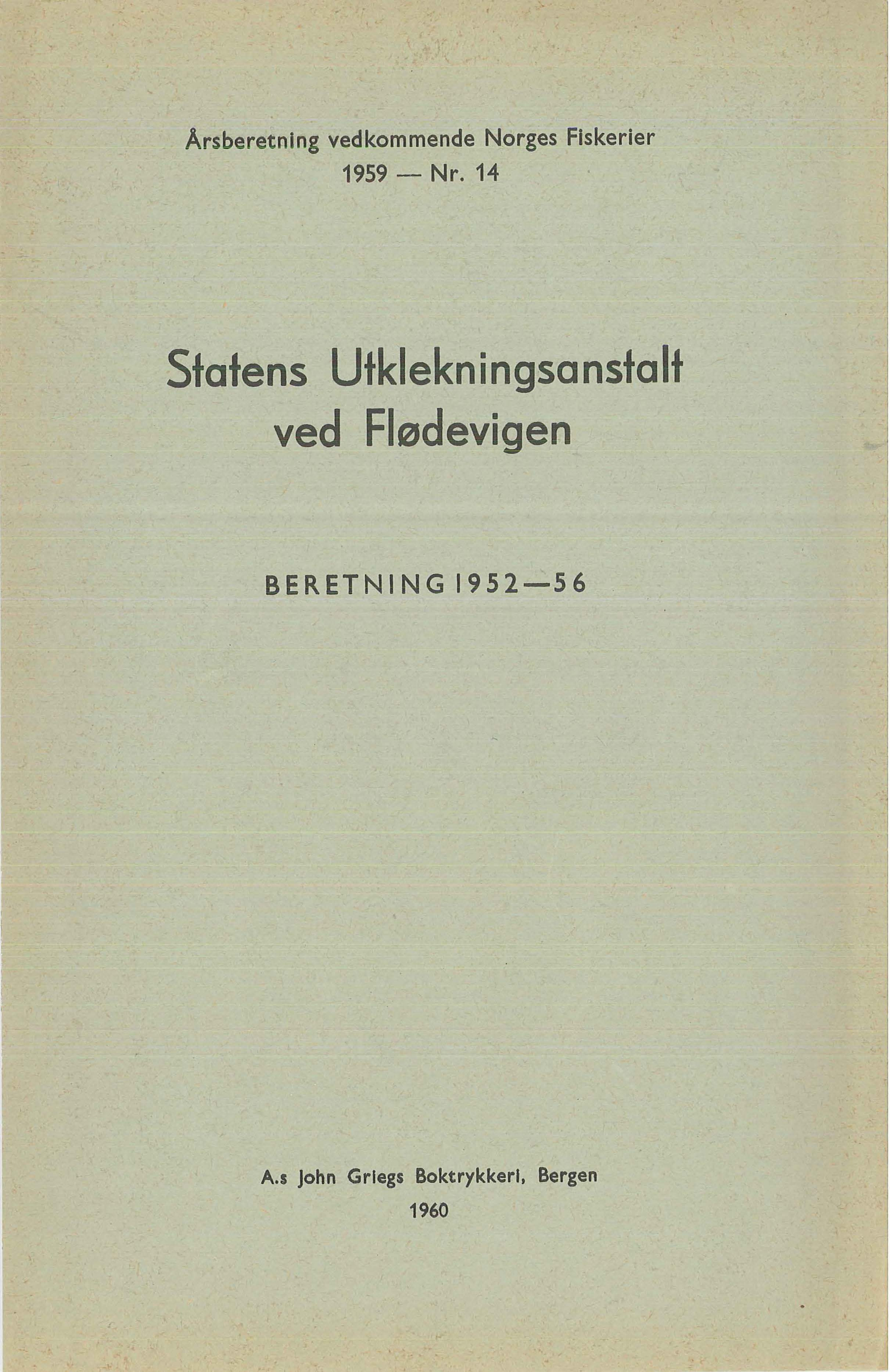 Årsberetning vedkommende Norges Fiskerier 1959- Nr.
