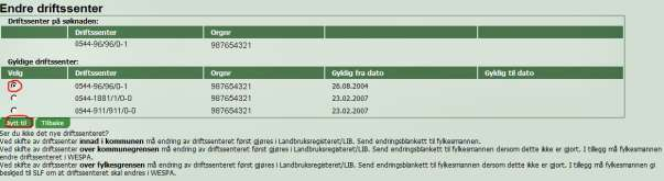 Historikk Viser hva som har skjedd med en søknad. Se mer under "Søknadshistorikk". Sett til stikkprøve Kommunen skal plukke ut foretak manuelt til stedlig kontroll.