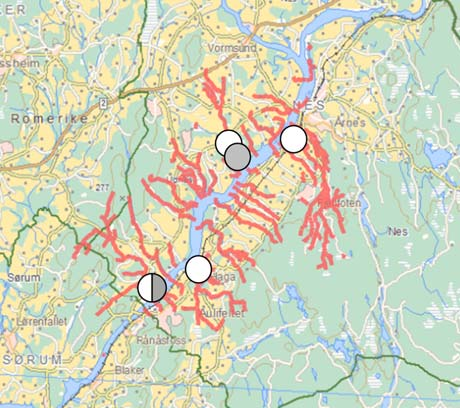 Sidebekker til Glomma, oppstrøms Rånåsfoss Kart: http://vann nett.nve.