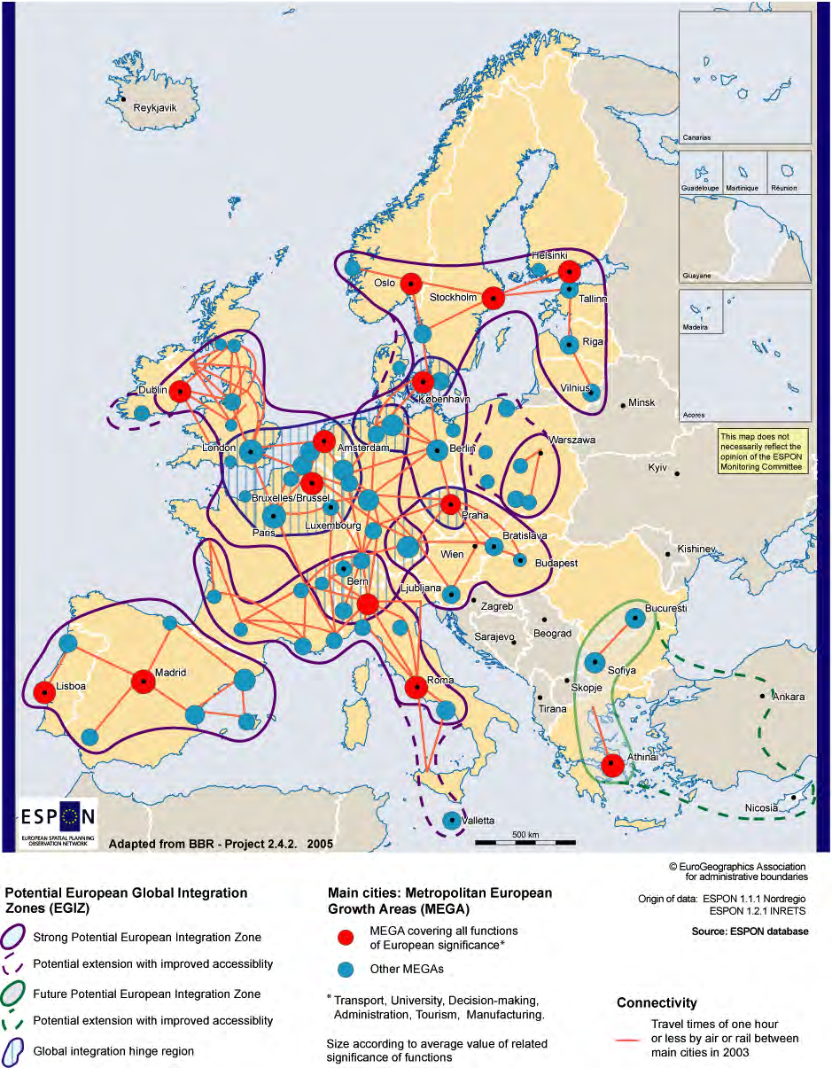 European Global Integration Zones (EGIZ): Grupper av städer med