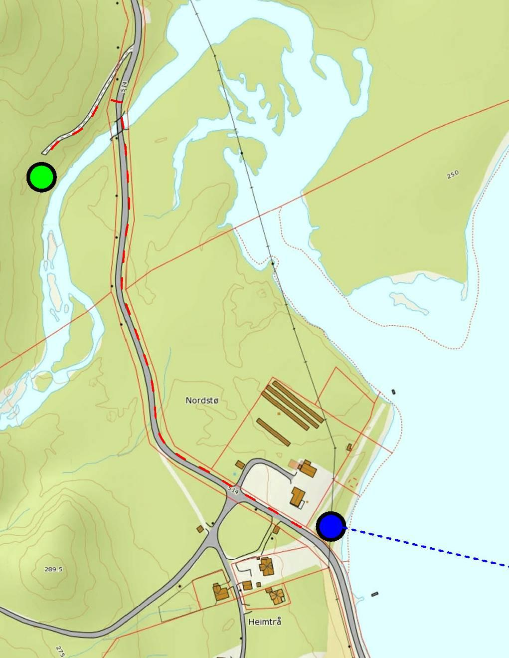 6.1 Alternativ 1 6.1.1 Nettløsning i Nissedal Fra Klovfoss kraftverk føres en 22 kv jordkabel, tverrsnitt 95 mm² Al, bort til et landtak med plassering som vist i figur 4.