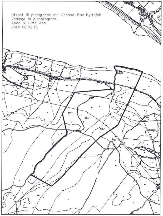 5 1.3 Planavgrensing. Planområdet ligg på gnr/bnr 236/1, 236/5, 237/1. I tillegg går fylkesveg 311 over planområdet, gnr/bnr 236/8.