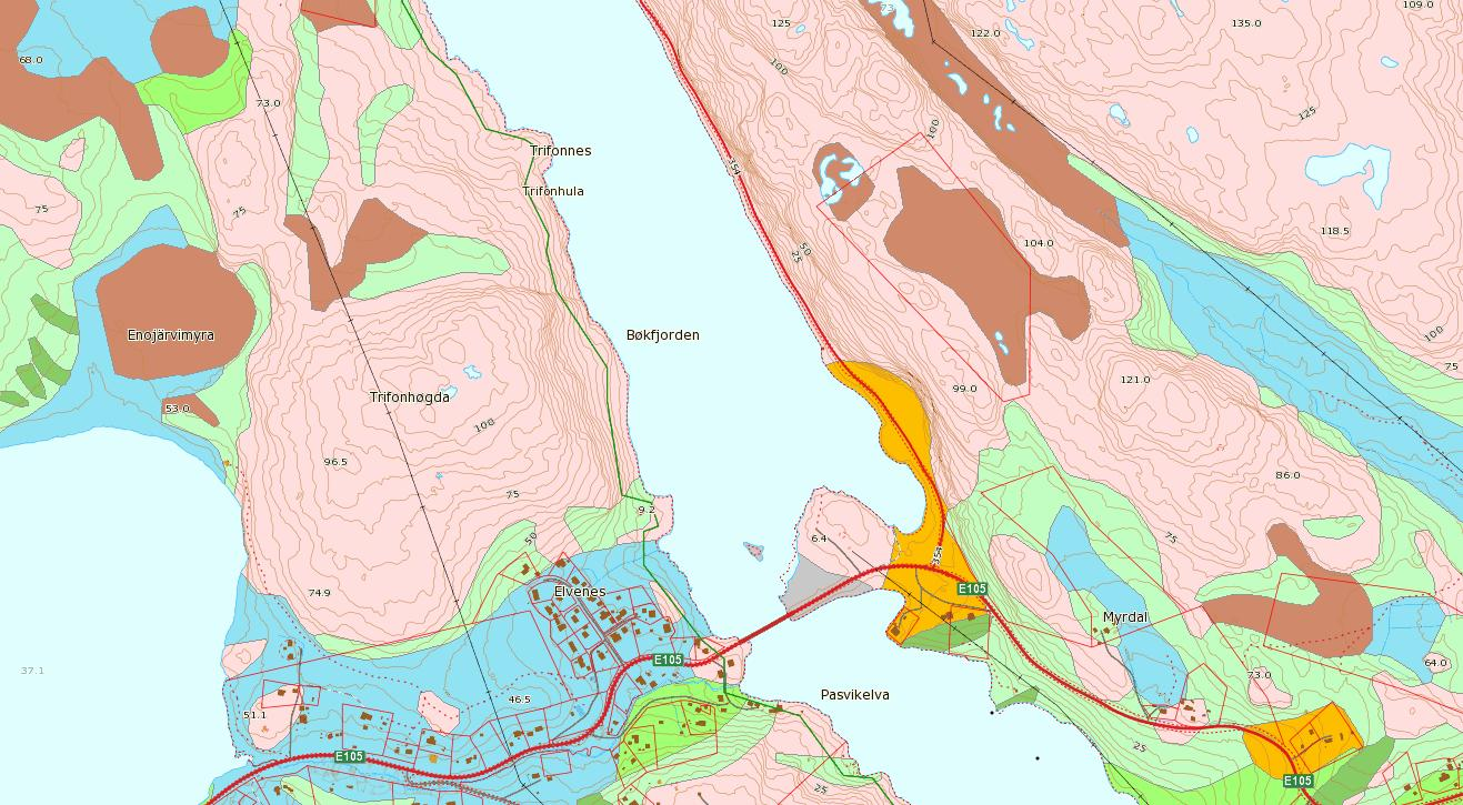 Bøkfjordbrua - Islaster og isdannelser Den nye brua vil krysse fjorden rett ved utløpet til Pasvikelva, omtrentlig plassering er gitt i figur 1.